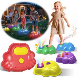 Light Up Stepping Stone for Kids: Sensory Motor Skill Toys for Active Toddler Obstacle Course Play - 5 Packs Durable Outdoor & Indoor Balance Toy - Great Gift for Boys Girls Ages 3 4 5 6 7