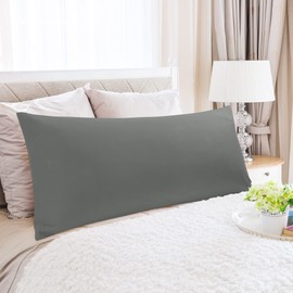 PiccoCasa Body Pillow Cover Egyptian Cotton Bolster Pillow Cases - 300 Thread Count Super Soft and Breathable Long Body Pillowcase with Zipper Closure Dark Grey 20"x54"/ 4.6ft