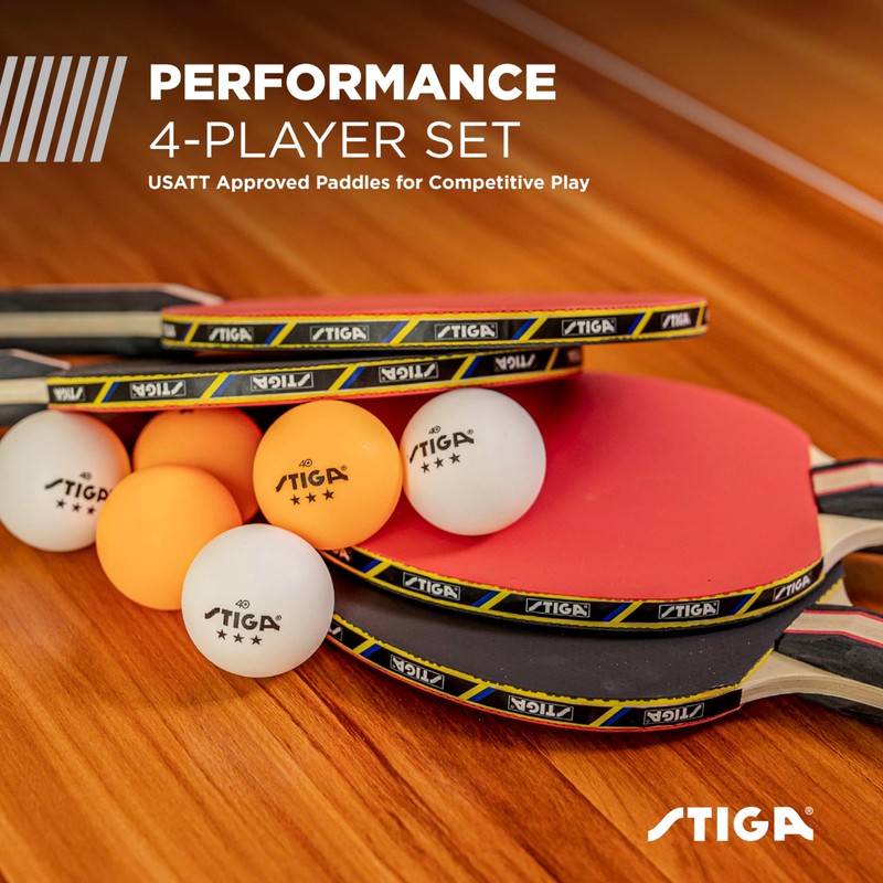 STIGA Performance 4 Player Ping Pong Paddle Set of 4