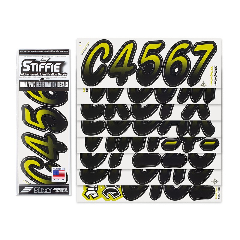 STIFFIE Whipline Jade/Black 3" Alpha-Numeric Registration Identification Numbers Stickers Decals