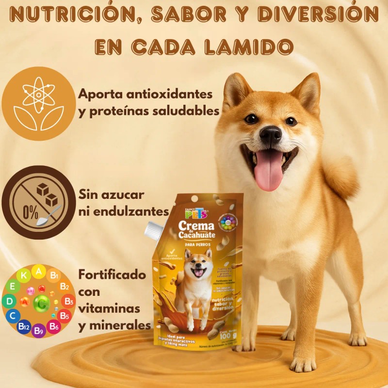 Crema De Cacahuate Para Perros Snack Saludable Con Omega 3-6