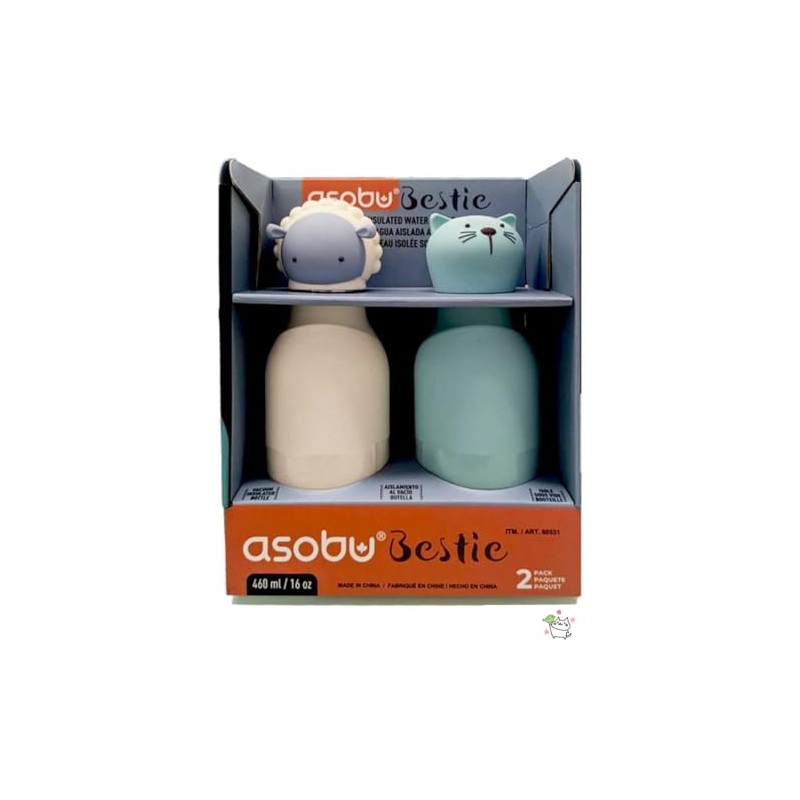 Asobu Bestie Character Bottle, Stainless Steel Portable Thermos, 16.1 fl