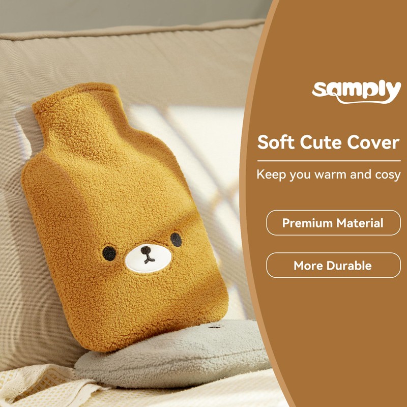 samply Hot Water Bottle with Cute Cover,2L Hot Water Bag