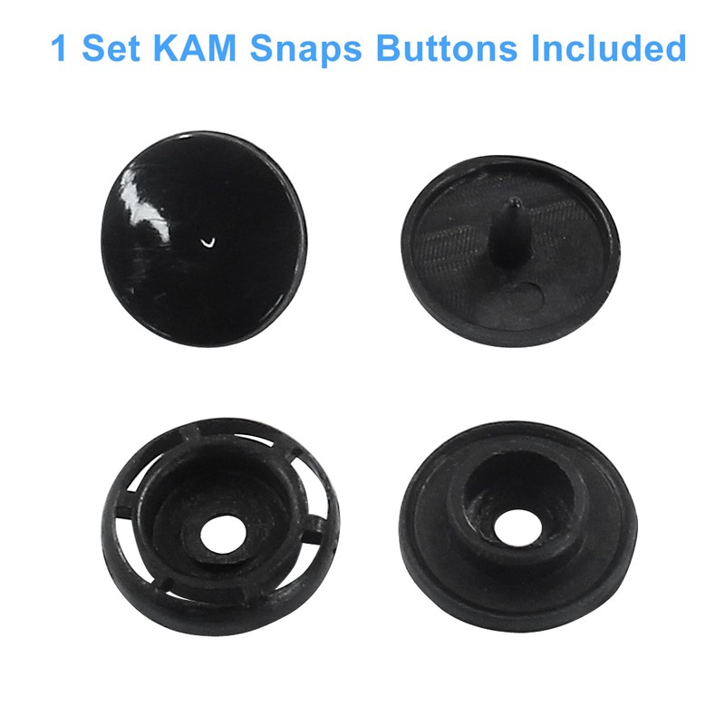 suiwotin 100 Sets T5 Plastic Snaps Buttons, Black Round T5