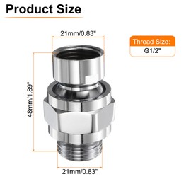 uxcell Shower Head Swivel Adapter Solid Brass Adjustable Shower Arm Extension Connector Universal Shower Component Connector with PTFE Tape and Gasket for Shower System (Silver)