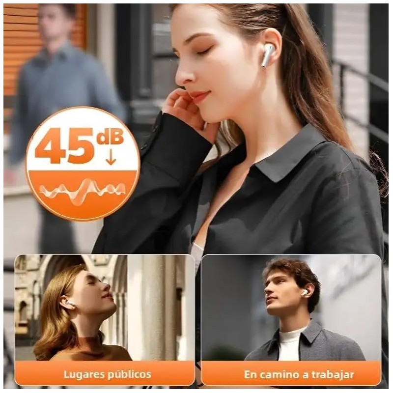 Auriculares Inalámbricos Bluetooth con Cancelación de Ruido, Blancos, Control Táctil,