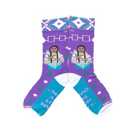 Sock Religious I Am Not My Own St. Kateri Tekakwitha Purple Teal Blue Men's and Women's One Size Fits Most Polyester Blend Catholic Inspirational Fun Crew Socks, Adult