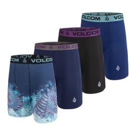 Volcom Mens Boxer Briefs Poly Spandex Performance Boxer Briefs Underwear (Navy/Navy/Black/Blue, Small)
