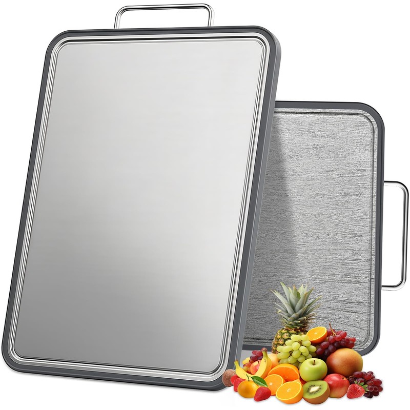 ANYZONE Stainless Steel Cutting Board for Kitchen, 17" x 11"