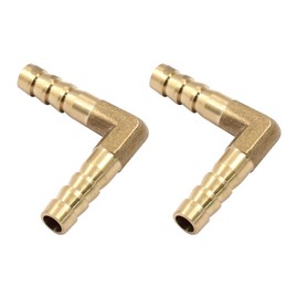 Hordion 2PCS 1/4" Hose Barb Fitting 90 Degree Elbow Connector, Right Angle Brass Barbed Fitting for Water Fuel Air