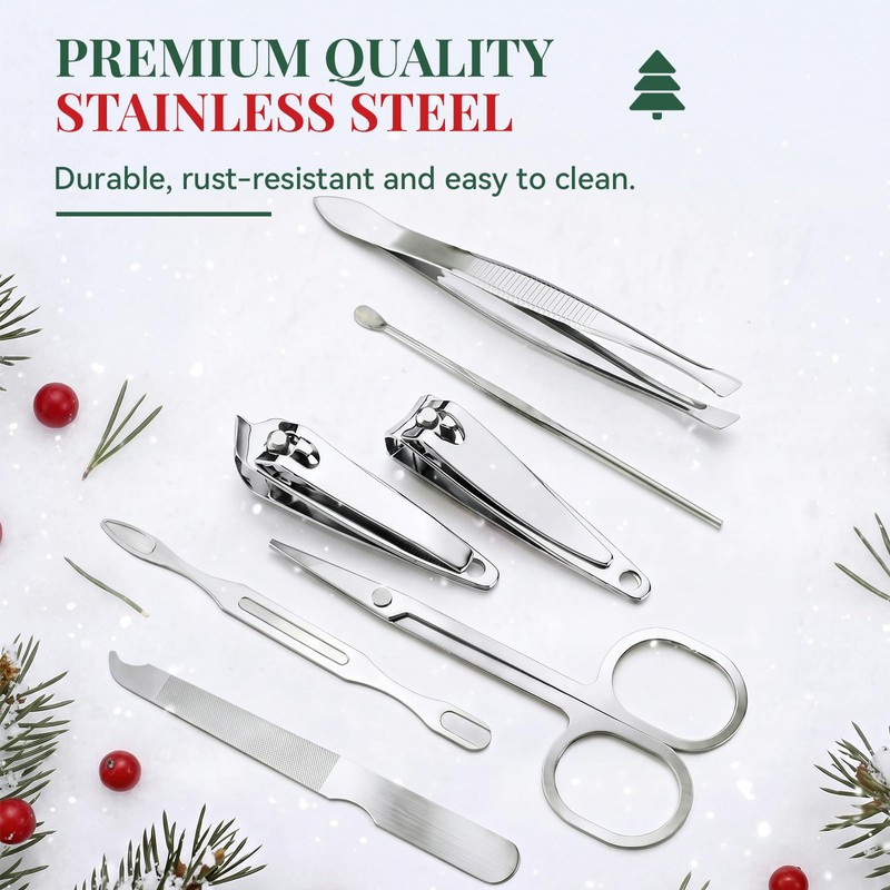 24 Pack Christmas Nail Clippers Manicure Kit, 8 in 1