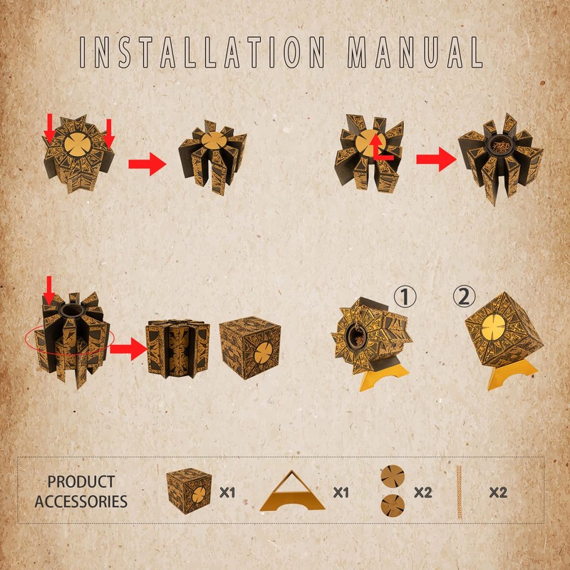 Hellraiser Puzzle Box Functional, Lament Configuration with Base, Puzzle Cube