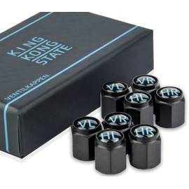 King Kong State Ventilkappen - 8X beschriftete Auto-Ventilkappen mit Dichtung l rostfreies ABS-Material l schwarz