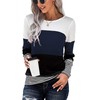 SWEET POISON Womens Color Block Long Sleeve Tshirts Elegant Trendy