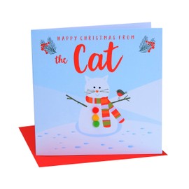 Claire Giles XP158"Snowcat" from The Cat Happy Christmas Card, Blue