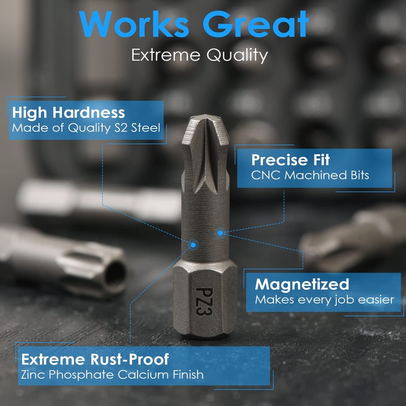 GreaTalent 31in1 S2 Steel Screwdriver Bit Set with 1/4" Magnetic