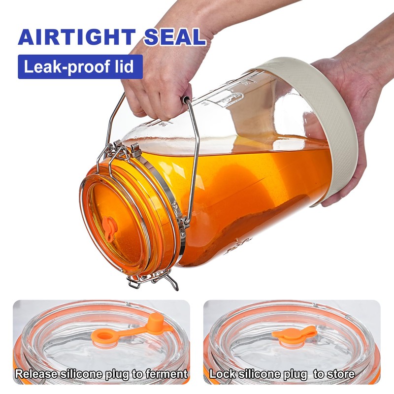 Upgrade 1 Gallon Fermentation Jars with Airlocks - Wide Mouth