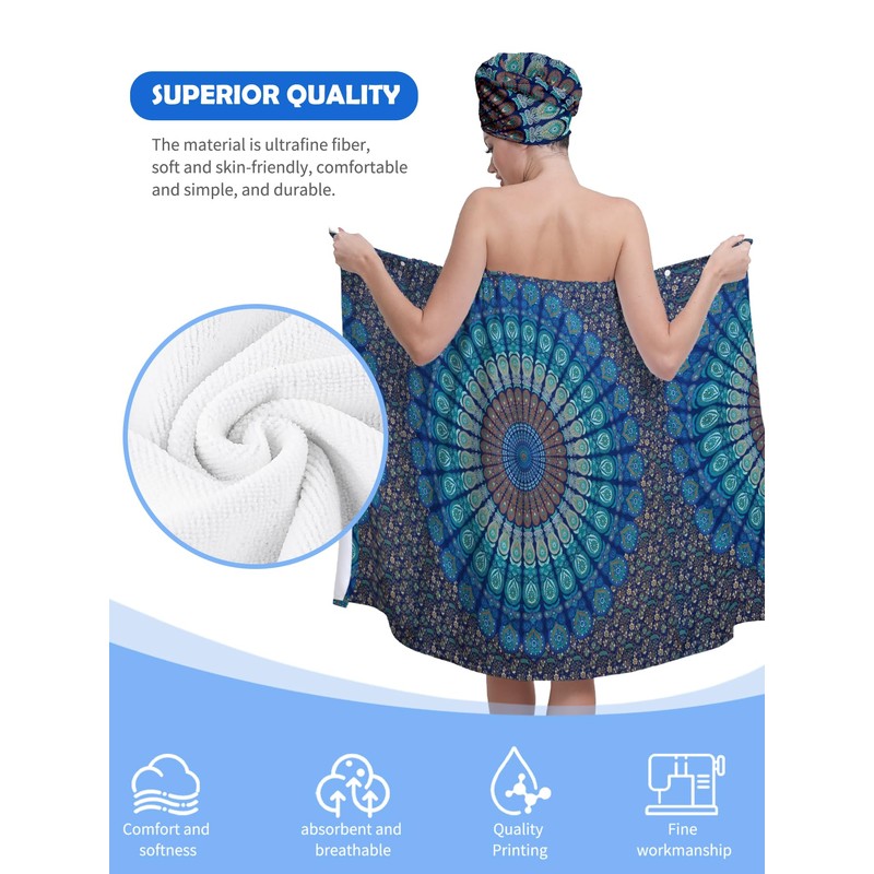 EENSYWEENSY Women's Spa Bath Towel Wrap Set with Hair Turban,