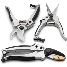 Kings County Tools - Juego de herramientas de podadora de jardinería y paisajismo Bypass de madera húmeda Yunque de madera seca Cortadores de flores Cuchillas japonesas afiladas Asas de