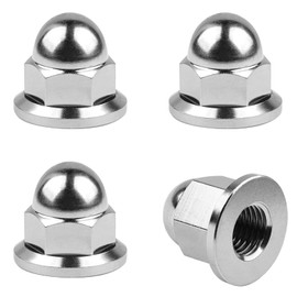 SINGWAYS 4 PCS License Plate Retainer Nuts/Screws Compatible with Volvo XC90 (Screws onto Existing Stud) - Tall Dome/Acorn Head with Flange - Stainless Steel 18-8 (304) License Plate Screw Caps