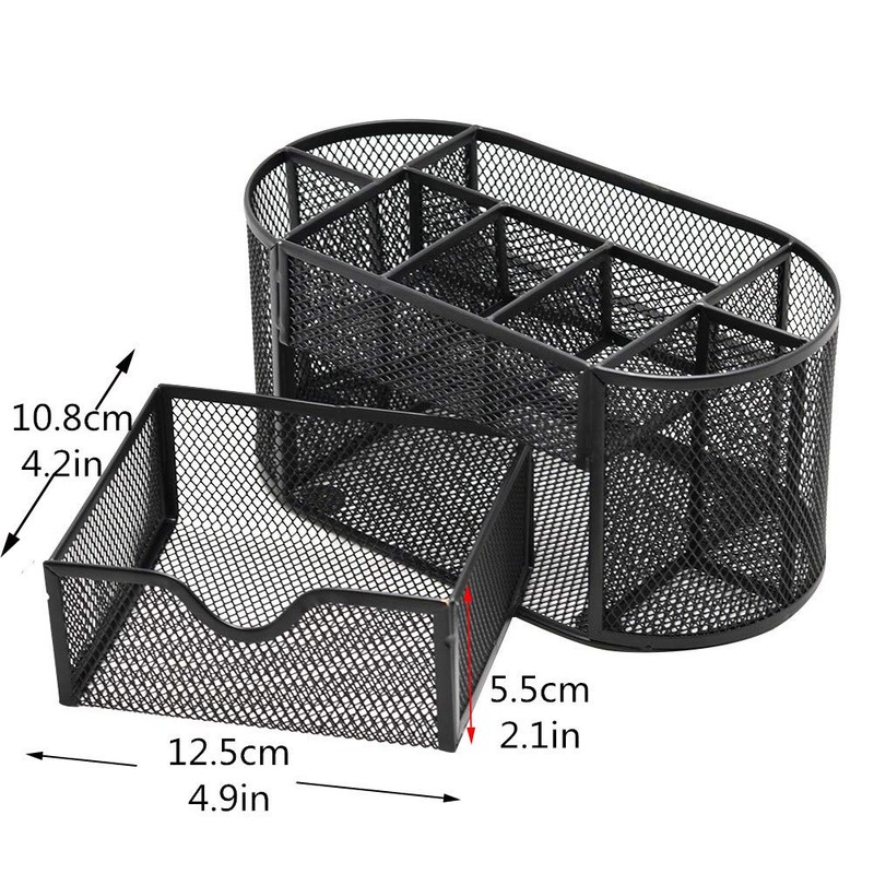 Mesh Desk Office Organizer,Multifunction Pen Holder with Drawer Stationery Storage