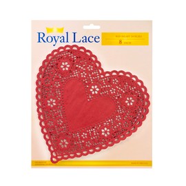 Royal Lace Red Heart-Shaped Paper Doilies - 8-Inch - Perfect for Valentines Day Crafts, Table Decor, and Parties - Pack of 72