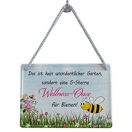 Geschenkeparadies 24 Garden Gardener Metal Sign Hanging Sign 16 x 11 cm 5 Stars Wellness Oasis for Bees