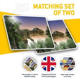 Rectangle Stickers(Set of 2) 7.5cm - Tyrannosaurus Rex Dinosaur Jurassic Fun Decals for Laptops,Tablets,Luggage,Scrap Booking,Fridges, #8517