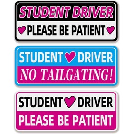 Student Driver Magnet for Car, Colorful New Drivers Magnets, Please Be Patient Student Driver Magnet Sign Stickers, Magnetic Safety Decoration Supplies for Newbie Beginner Car Accessories, 3 PCS