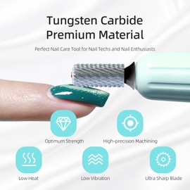 HYTOOS Tungsten Carbide Acrylic Nail Drill Bit Professional Efile Chrome 6.6mm Red Crystal Top Large Barrel Nail Bits 3/32" 2 Way Beginner Electric File Manicure Art Polishing Remove Gel XC