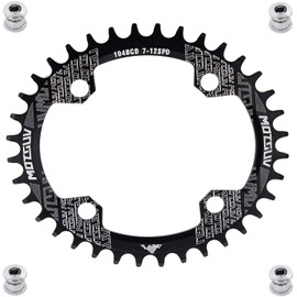 YBEKI 30T 32T 34T 36T 38T 40T 42T 44T 46T 48T 50T 52T Chainring 104BCD Round Oval Narrow Wide Single Bike Chainring for 8 9 10 11 Speed Mountain Bike Road Bike MTB BMX (black oval, 36T)