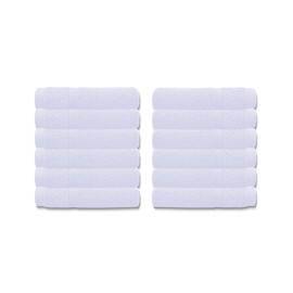 A & B TRADERS Premium Cotton Face Cloths Flannels Washcloth 12-Pack 500 GSM Ring Spun Soft Absorbent 30 x 30cm Towels (White)
