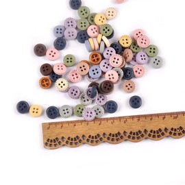 50PCS 10mm Multicolor Wooden Buttons for Clothing Handmade DIY Scrapbooking Crafts Broken Line Pattern Sewing Accessories Supplies Home Decoration