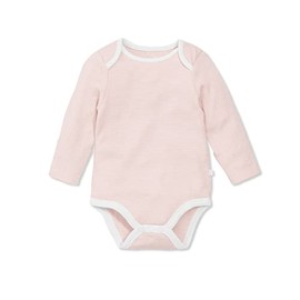 MORI Baby Long Sleeve Bodysuit in Blush Stripe for Boys & Girls - Bodysuit with Envelope Neck & Nickel Free Popper 9-12 Months