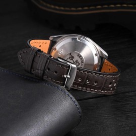 Anbeer Alligator Embossed Genuine Leather Watch Band,22mm Perforated Replacement Wristband for Men Women,Luxury Crocodile Pattern Watch Strap