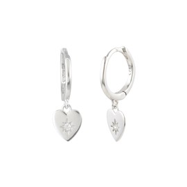 Classic Heart Drop Zirconia Hoop Huggie Earrings For Women Girls Minimalist 925 Fashion Sterling Silver 18k Gold Plated, Platinum Plated Hypoallergenic Jewellery with Gift box (Platinum)