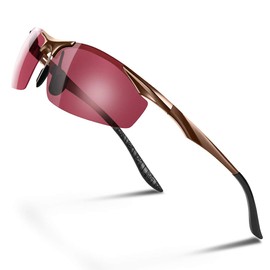 Glazata Polarized Sports Sunglasses, Color Changing Dimming Polarized Glasses, Day and Night, Ultra Lightweight Metal, UV400, UV Protection, Driving, Baseball, Bicycle, Night Fishing, Running, Golf, Driving, Dimmable Lens/Gray