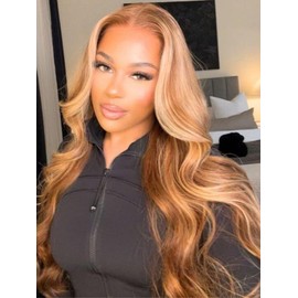 UNICE Bye Bye Knots Glueless Wig Body Wave 7x5 Pre Cut Lace Front Wigs Human Hair Pre Plucked Bleached Knots Honey Blonde Highlight Put and Go Wig Natural Hairline 180% Density 20 inch