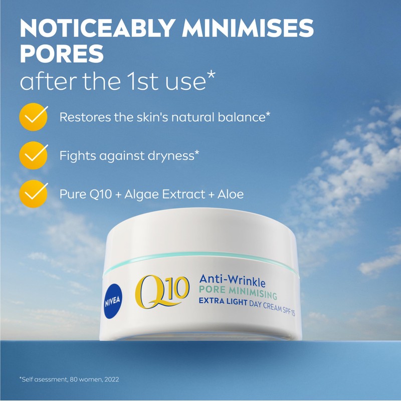NIVEA Q10 Anti-Wrinkle Pore Minimising Extra Light Day Cream SPF15