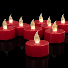 LED Tea Lights Candles- 24PACK Red Flameless Candles Realistic and Bright Flickering Long Lasting 200Hours for Holiday Celebration,Home Decoration