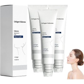 Magic Collagen Fullerene Neck Cream Firming Lifting Neck Cream with Five Rollers,Improves Crepey Skin,Reduces Wrinkles,Fine Lines and Double Chin for Daily Neck Care (3pcs)