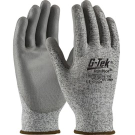 PIP G-Tek PolyKor 16-150 Black/White/Gray XL HPPE Cut-Resistant Gloves - ANSI 2, EN 388 3 Cut Resistance - Polyurethane Palm & Fingers Coating - 9.8 in Length - 16-150/XL
