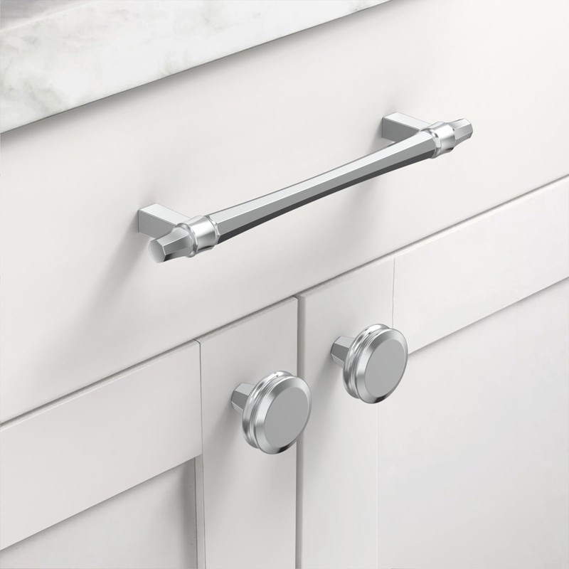 Asidrama 10 Pack 5 Inch(128mm) Polished Chrome Kitchen Cabinet Handles,
