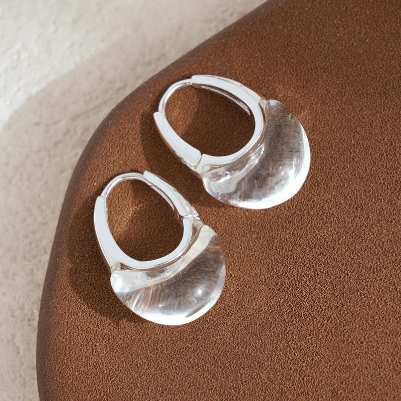 GretWal Antique Silver Huggie Hoop Earrings for Women Glitter Clear