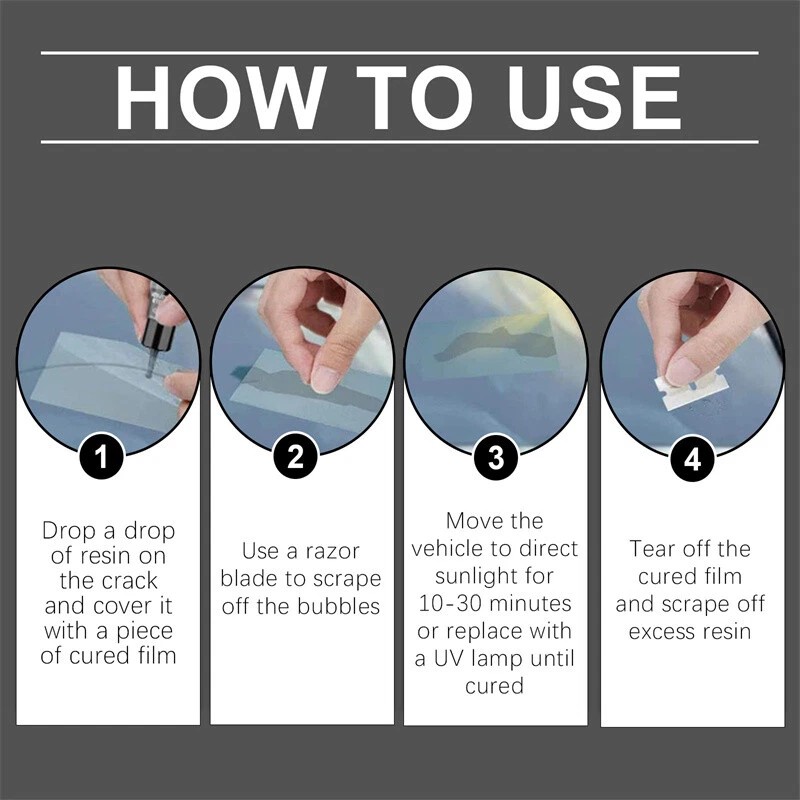 Automotive Glass Repair Kit Fluid Fix Car Windshield Resin Chip