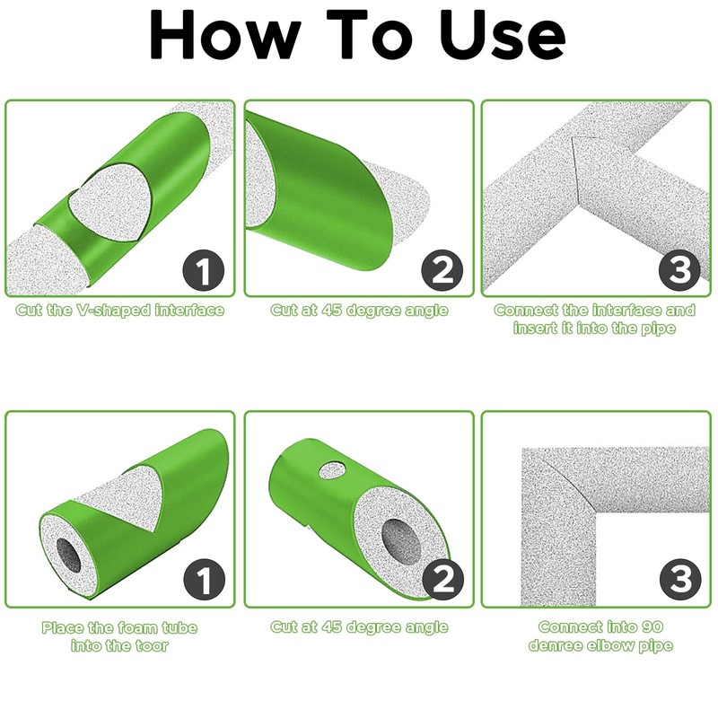GDGJWL 6PCS Pipe Insulation Cutting Guide， Molded Foam Pipe Cutter