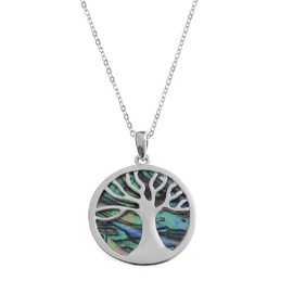 BellaMira Abalone Paua Shell Tree of Life Necklace (38mm)