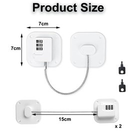 2 x Fridge Lock with Key, Child Safety Cabinet Lock with Digital Password, No Drilling, Child Lock Sliding Door for Drawers, Refrigerators, Windows