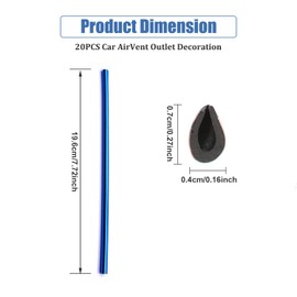Pack of 20 Youzzei Car Air Vent Decoration, 20 cm DIY Car Air Vent Decoration, PVC Car Decoration, Interior Ventilation Grille, Interior Strips for Most Air Vents (Blue)