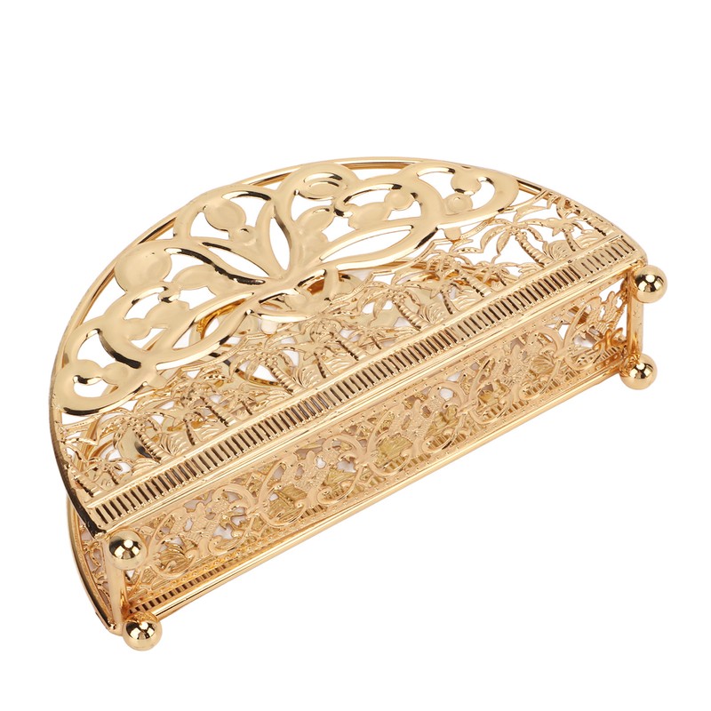 Napkin Holder Electroplating Hollow Iron Pattern Desktop Vertical Gold Metal